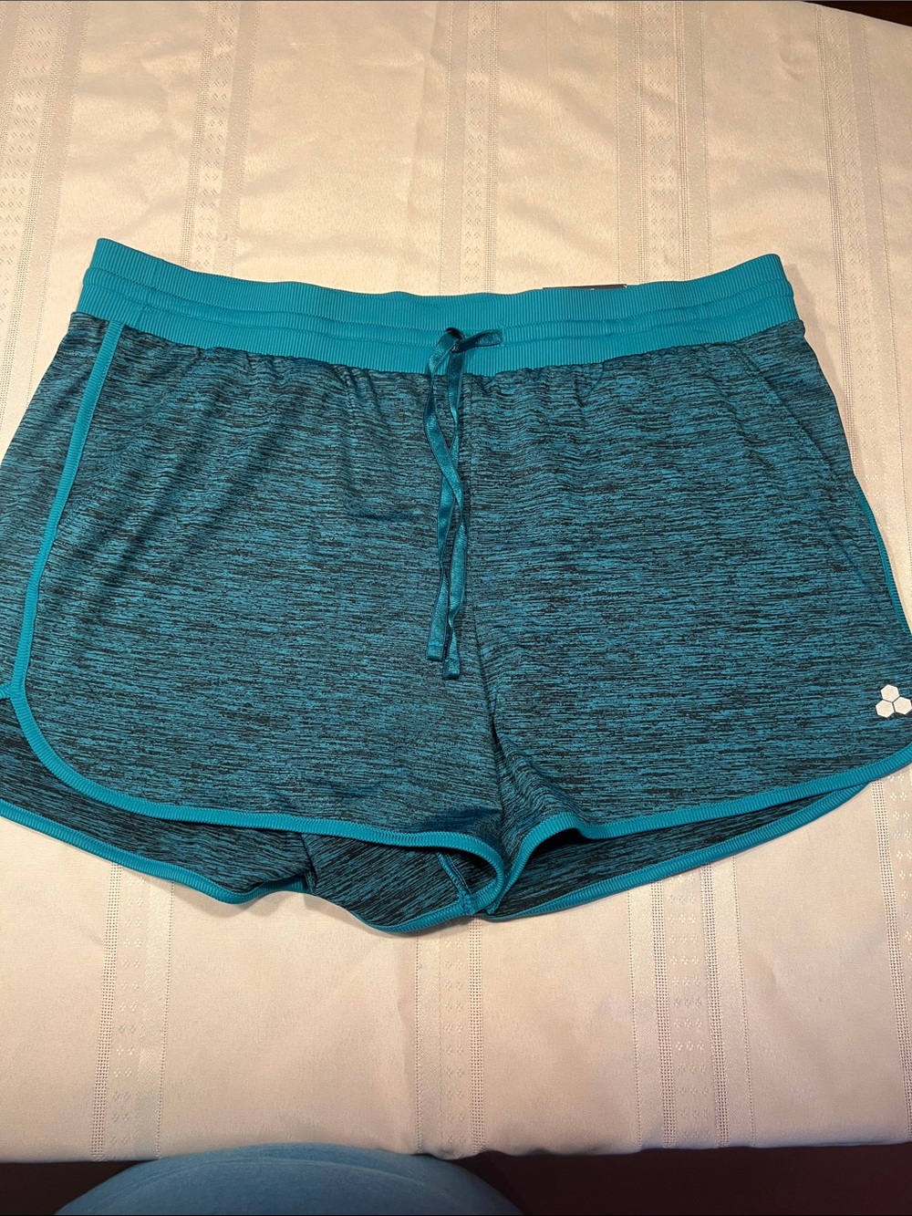 TEK Gear Women’s Teal XL Athletic Running Shorts Blue Heathered Drawstring NWT